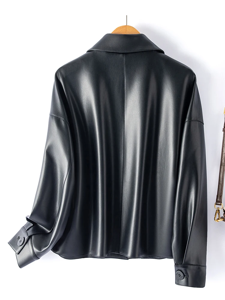   Ning 本革ジャケット女性のオルトルーズカジュアルスリープスキンコート春秋新モデル痩身バイカージャケット