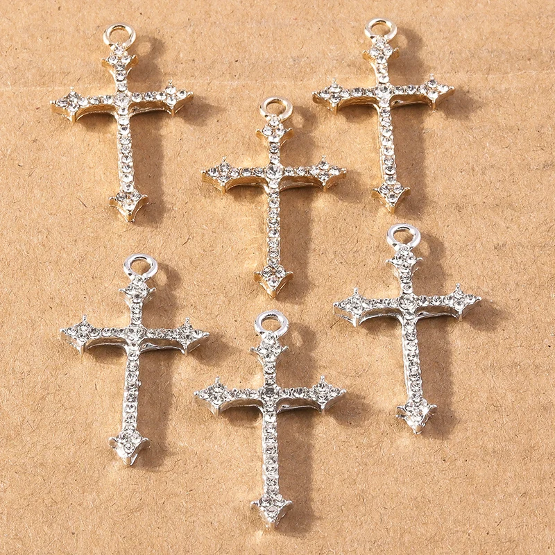 10 Stück funkelnde Strass-Kristall-Kreuz-Charms-Anhänger für Ohrringe, Halsketten, DIY, handgefertigte Schmuckherstellung, Zubehör – Detail 4