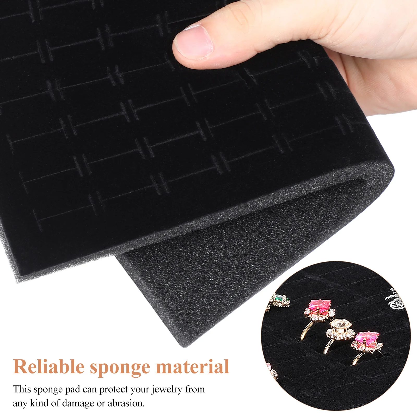 4 قطعة صندوق مجوهرات الإسفنج الوسادة إدراج حلقة عرض القرط التخزين المنظم متعددة الوظائف الإسفنج حصيرة حامل صينية إدراج