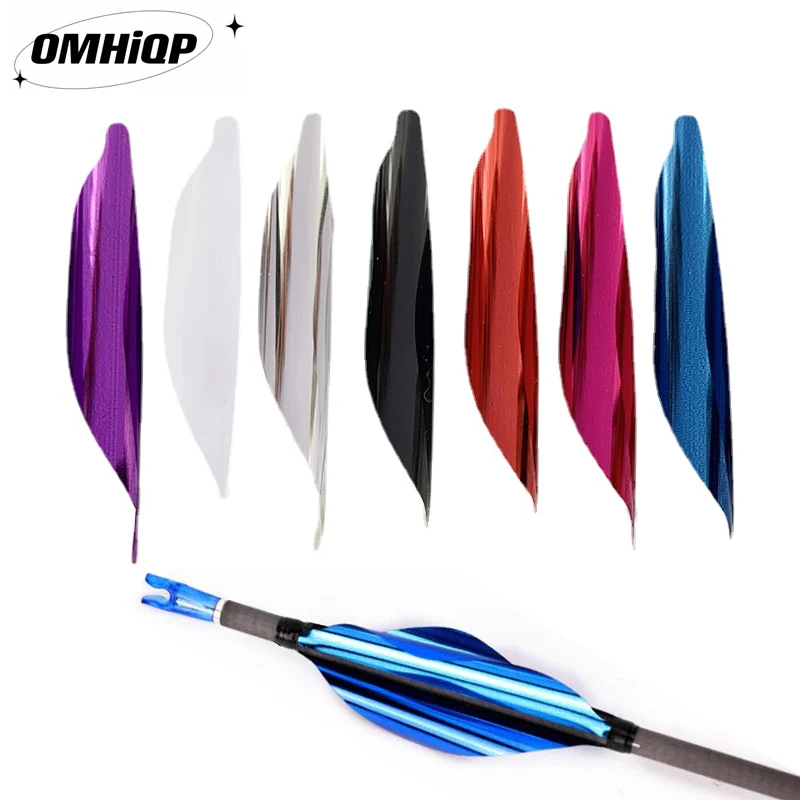 

50 Pcs Archery Spin Vanes Spiral Feather RW/LW With Sticker Tape Rotating Fletching DIY Arrows