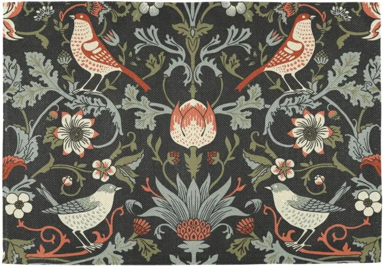 Vintage Birds Placemats Set of 4 William Morris Flower Birds 12x18inch Linen Washable Kitchen Table Place Mats Table Mats