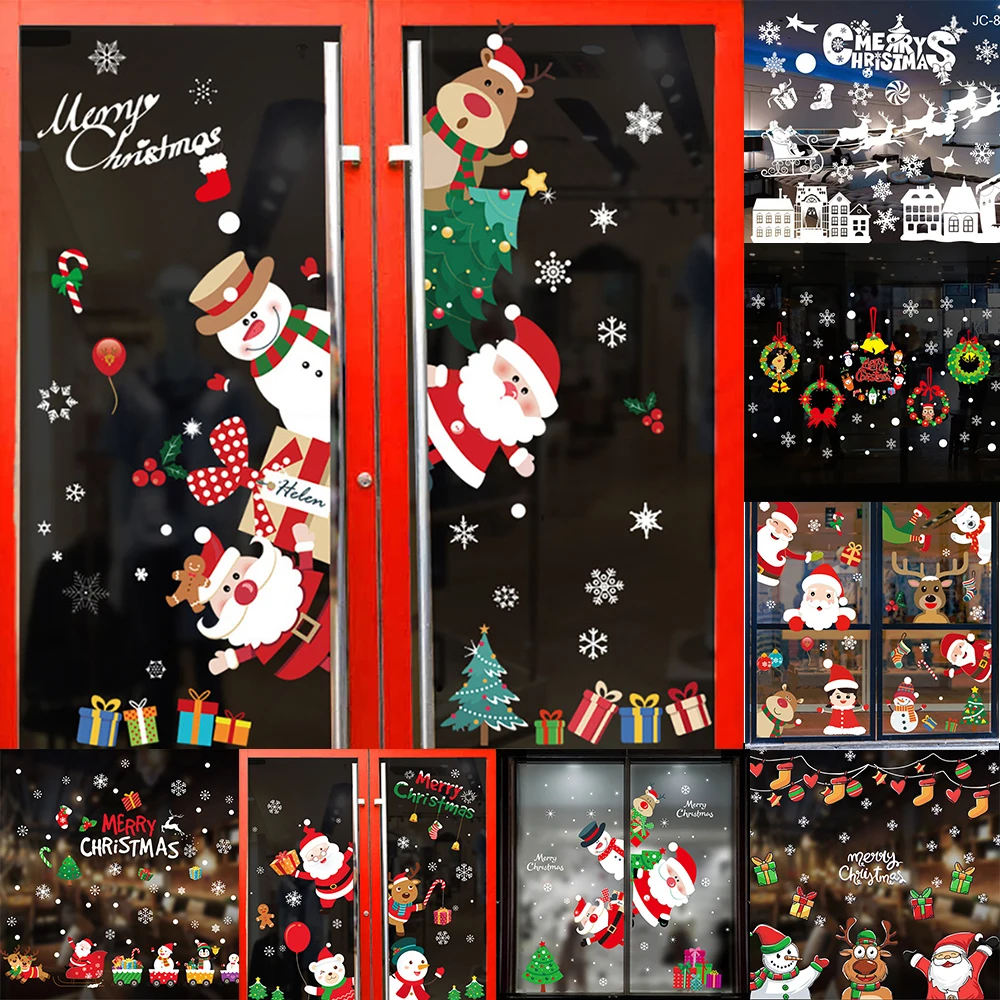 2024 Weihnachts dekorationen für Heim fenster aufkleber Frohe Weihnachten Wanda uf kleber Weihnachts raum Wandt attoos Neujahr Party liefert