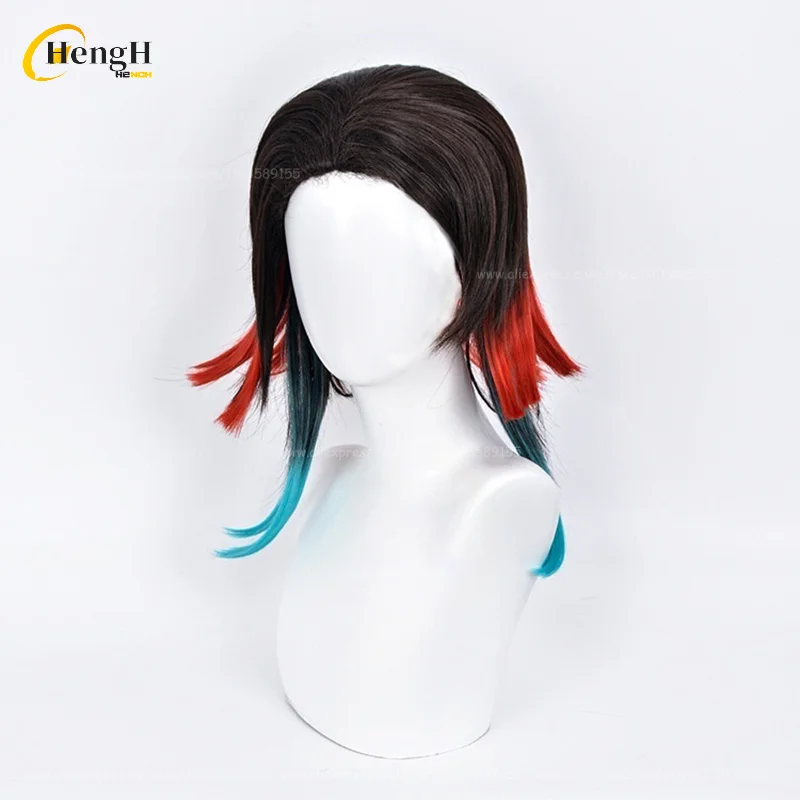 Disponibile Anime Enmu Capelli sintetici Unisex 40 cm Colore misto Cosplay Parrucca anime e adesivi Capelli resistenti al calore Parrucche di Halloween