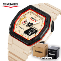 SKMEI Casual Dual Digital Display Quartz Waterproof Watches Calendar Analog Stopwatch timing Alarm LED night light Clock 2438