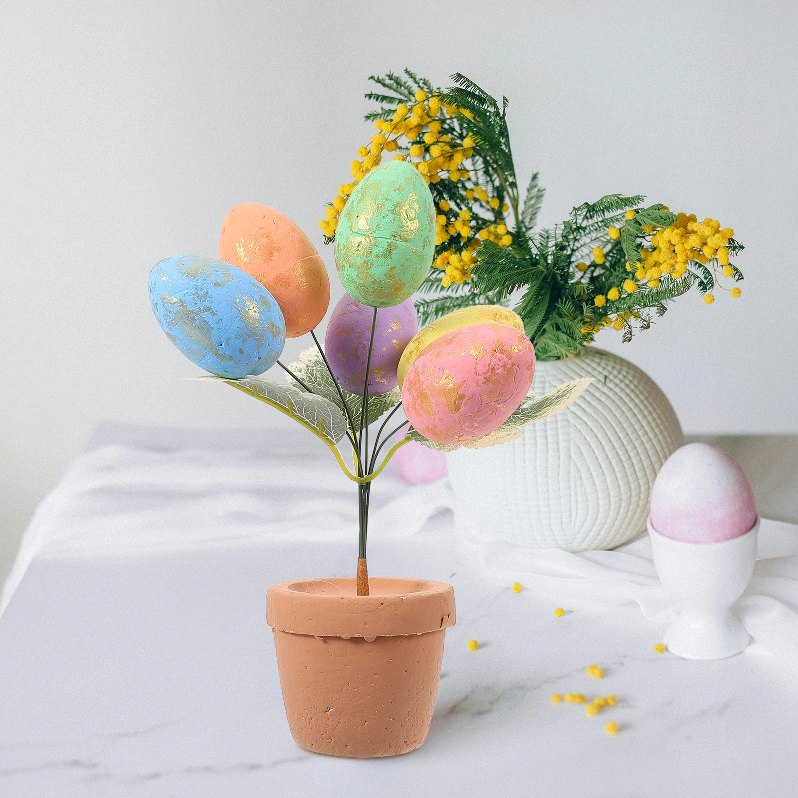 

2Pcs Golden Spotted Easter Eggs Bonsai Medium Size Easter Tabletop Centerpiece Decorations Party Favor Gardening Supplies
