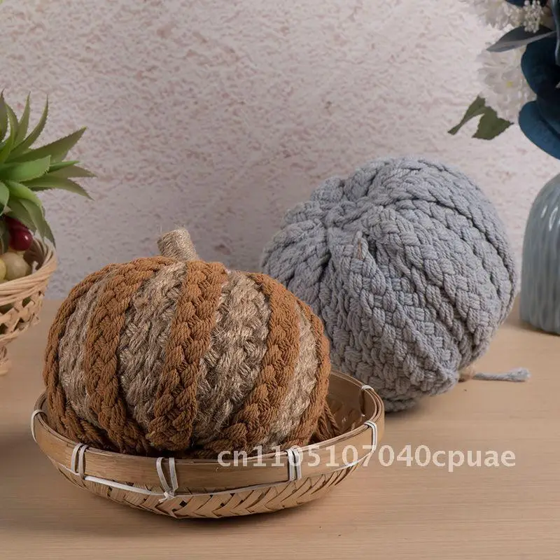 

Thanksgiving Halloween Cotton Rope Pumpkin Desktop Ornaments Harvest Festival Hand-woven Decorations Holiday Arrangement Props
