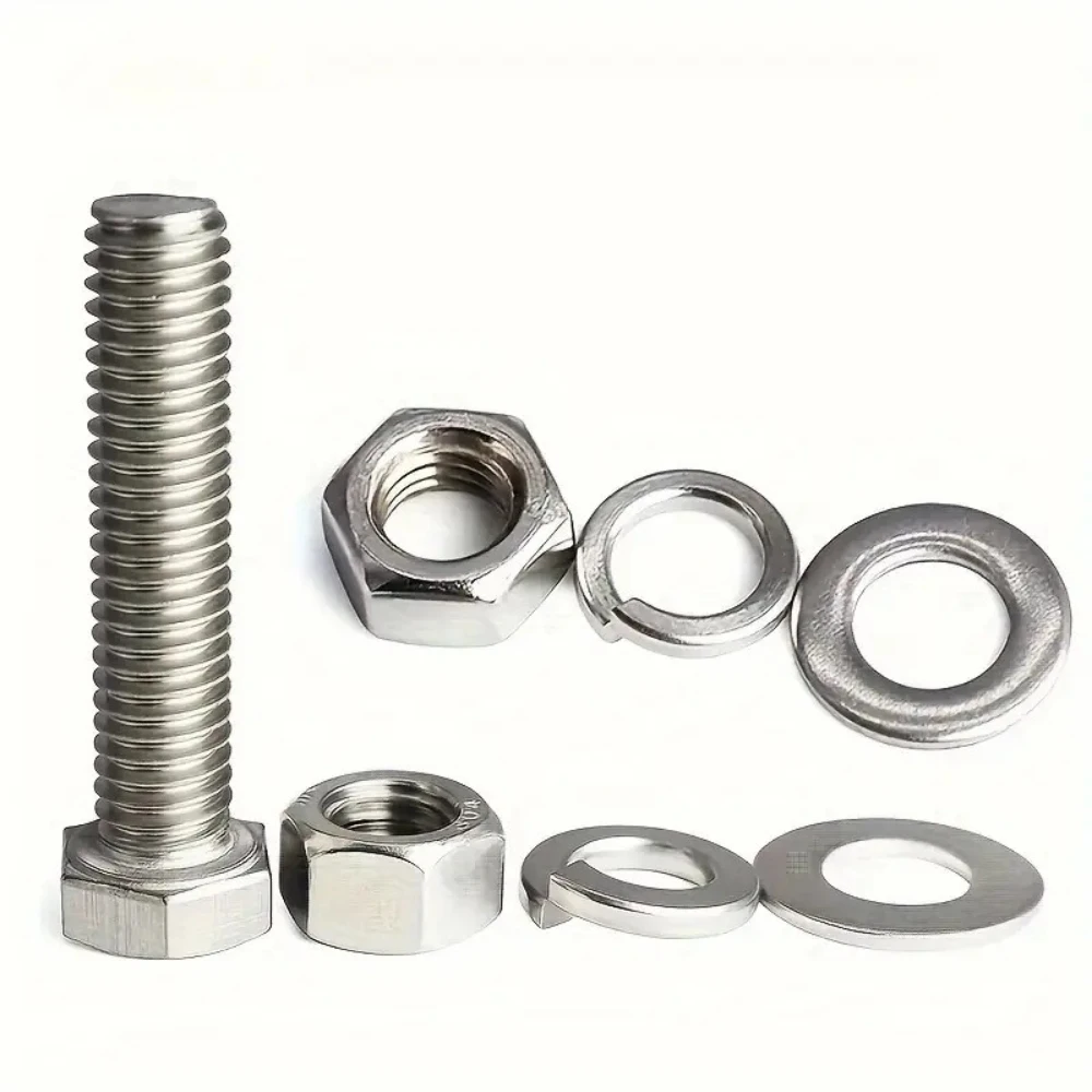 

240pcs 304 Stainless Steel Hexagon Socket Bolts Nuts Flat Washers Spring Washers M4 M5 Screws Nuts Hardware Fasteners Set