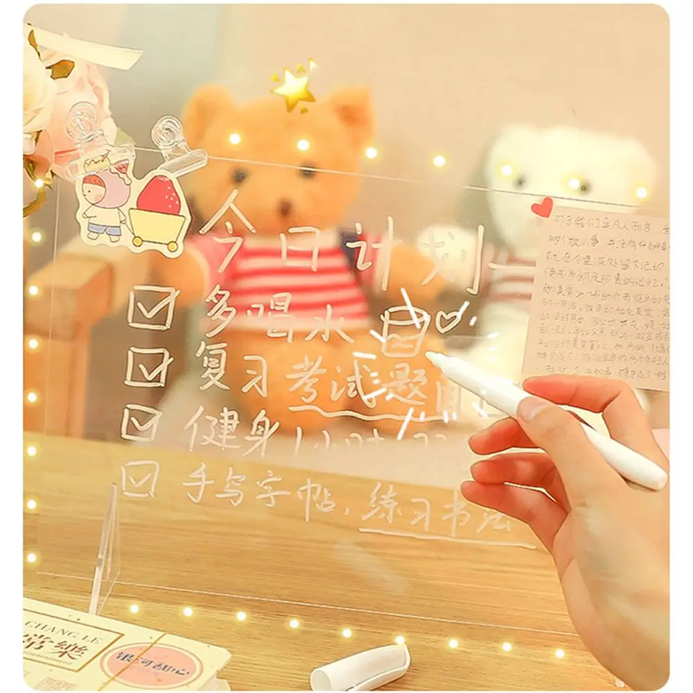Desktop Message Boar Clear Note Whiteboard Pen Acrylic Message Board Writing