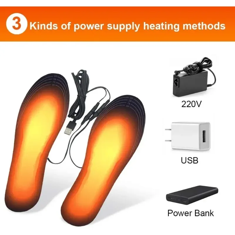 USB Electric Heated Insoles Pad Unisex Heated Shoe Insoles Winter Outdoor Sport Feet Warming Insoles Foot Warming Feet Warmer