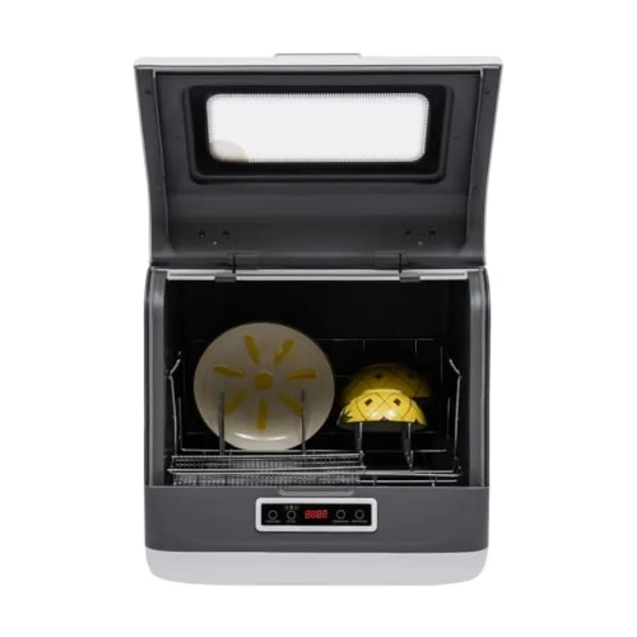 

110V Countertop Dishwasher Portable Dishwasher with 360 Degree Auto Spray 4 Washing Programs AirCooled Drying Compact Design fo