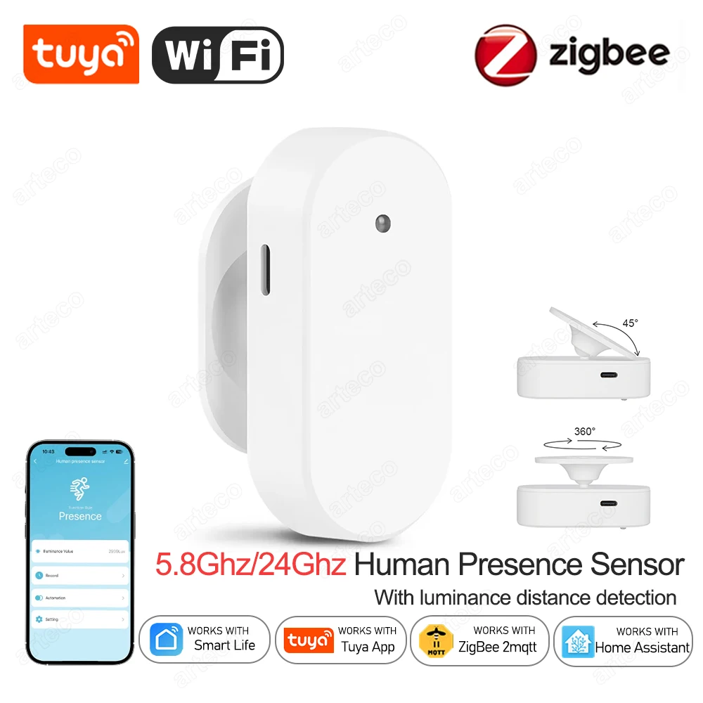 Sensor de Pressão Humana Tuya Zigbee, Detector Inteligente De Radar Corporal, Sensores De Movimento WiFi, Suporte Home Assistant, Zigbee2mqtt