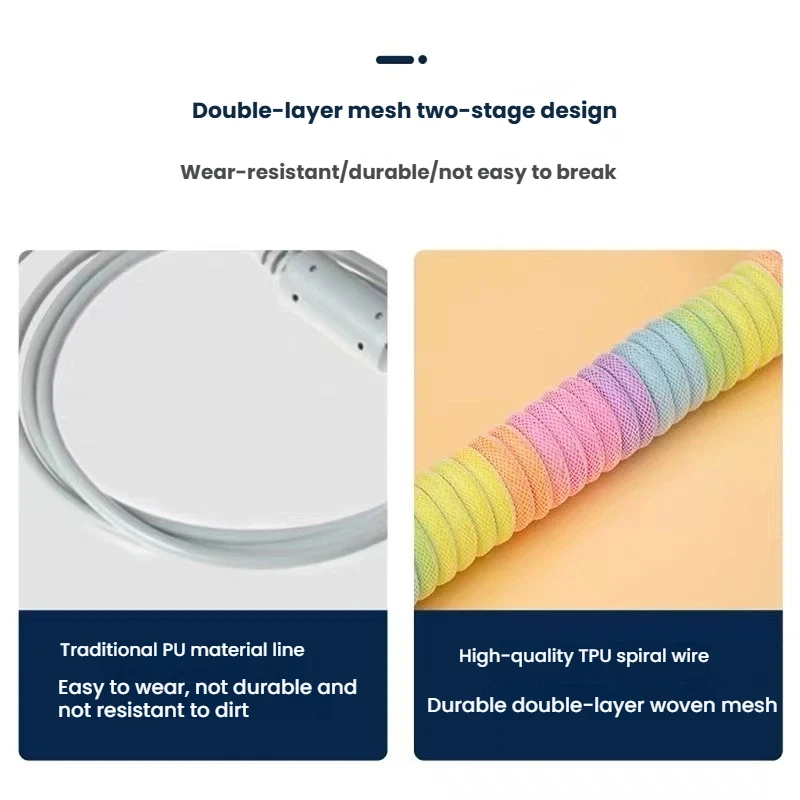 لوحة المفاتيح الميكانيكية ملفوف كابل USB نوع C لوحة المفاتيح الميكانيكية طيار كمبيوتر مكتبي الطيران موصل الحبل ماكس 3M