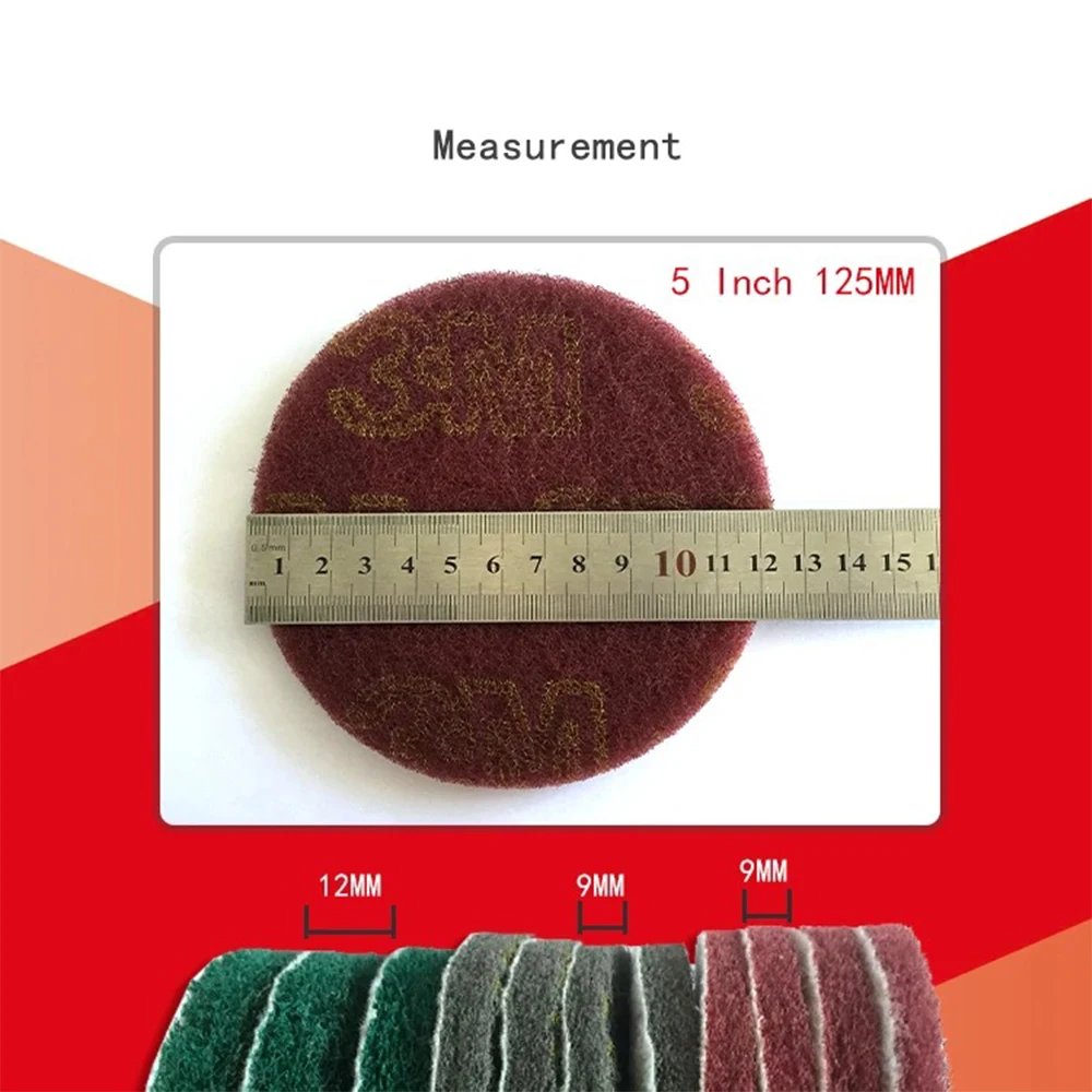 5 Inch Scouring Pad Polishing Pad 240/400/1000 Grit Self-adhesive Disc Industrial Heavy Duty Nylon Cleaning (Pack of 15)