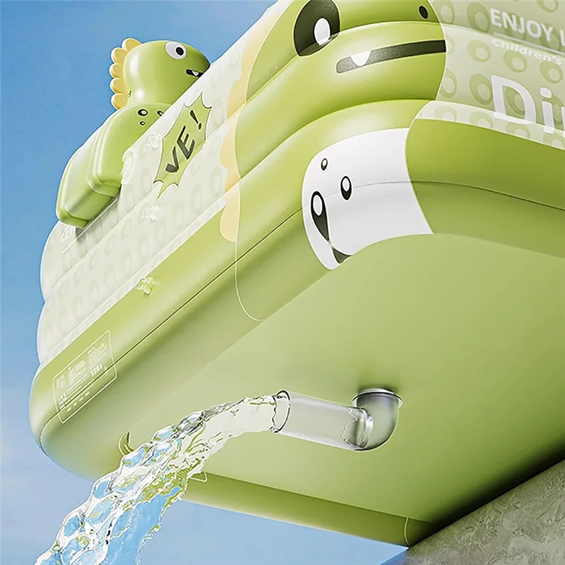 B24C-Piscina inflable plegable gruesa para niños, juego al aire libre para bebés, forma Rectangular de PVC para piscina familiar, 1 drenaje