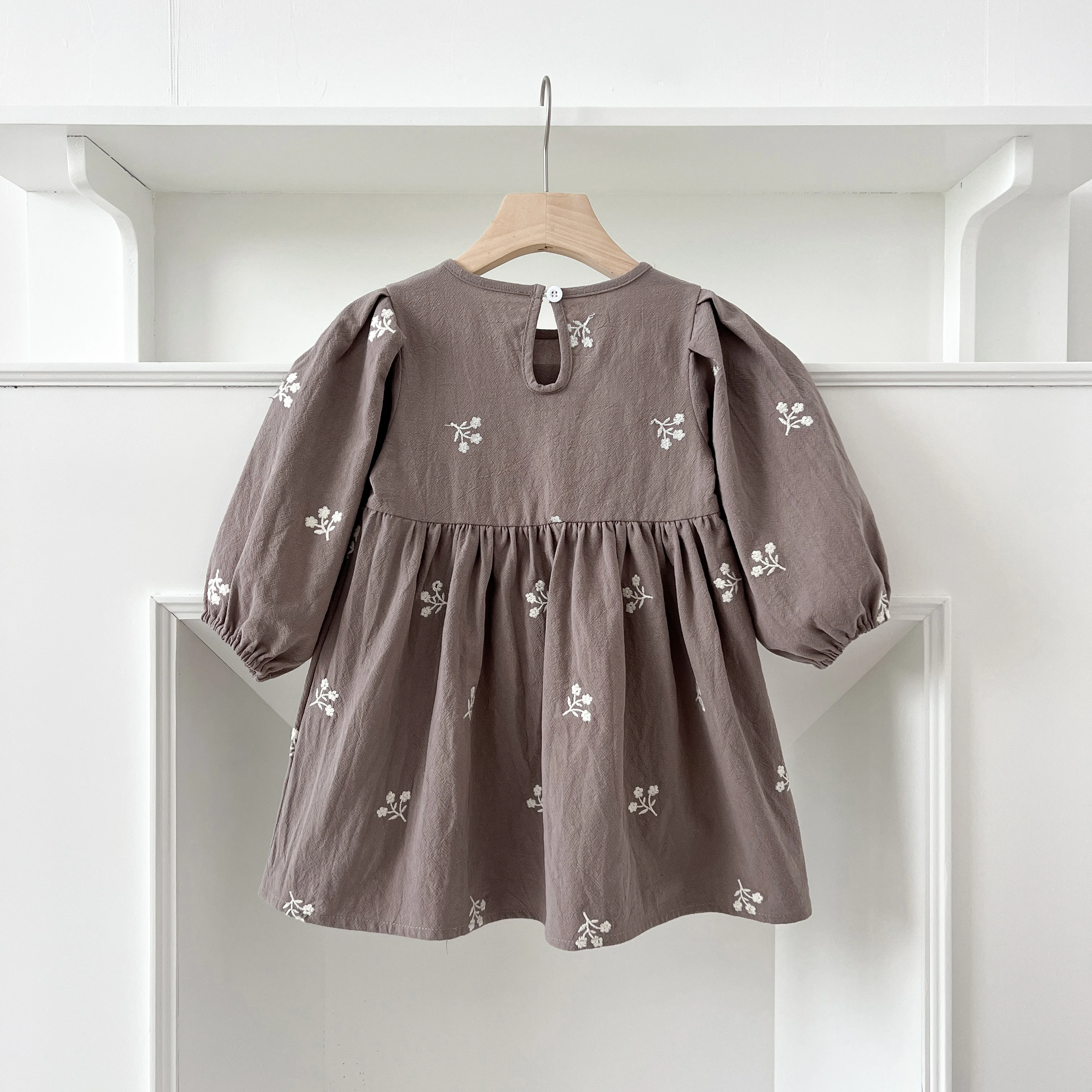 2-7Yrs Casual Neue Blumenmädchenkleider Kinder Mädchen Kleid Floral Kinder Kleidung Herbst Baumwolle Stickerei Baby Mädchen Prinzessin Kleid – Detail 5