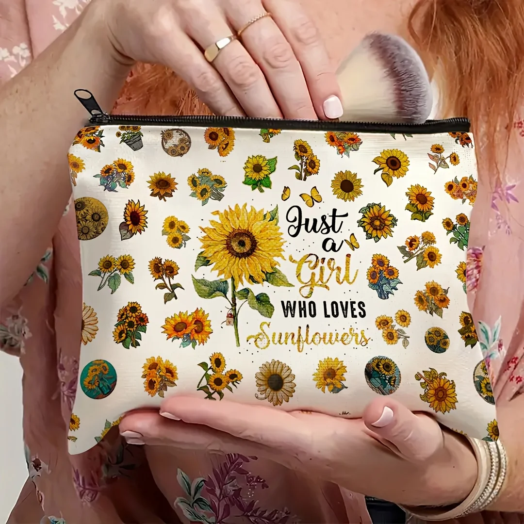 Sunflower Lover's Delight Langlebige Kosmetiktasche aus Polyester mit Reißverschluss für Reisen, Urlaub, Business und Outdoor – Beauty Case