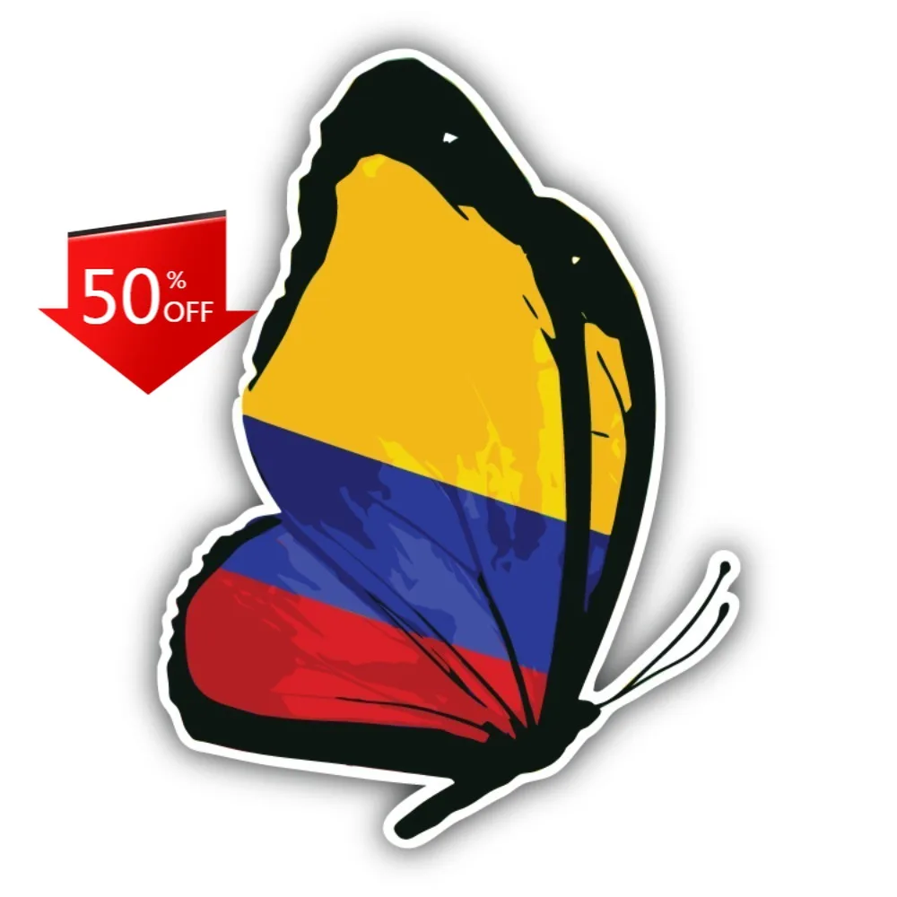 Colombia Flag Butterfly Cute Car Laptop Window Bumper Waterproof Vinyl Decal Accessory Funny Retro Cute Aesthetic Retro Funny