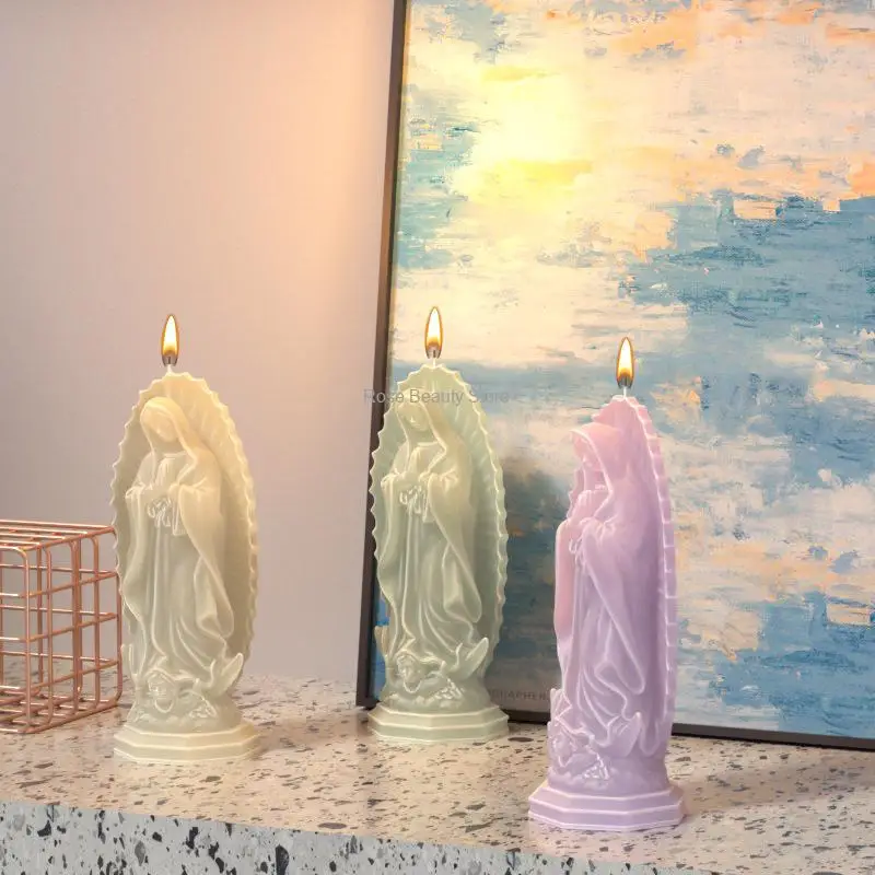 Molde de silicona de la Diosa virgen María, escultura de Estatua de la Virgen de oración Diy, molde de decoración de yeso, herramientas de