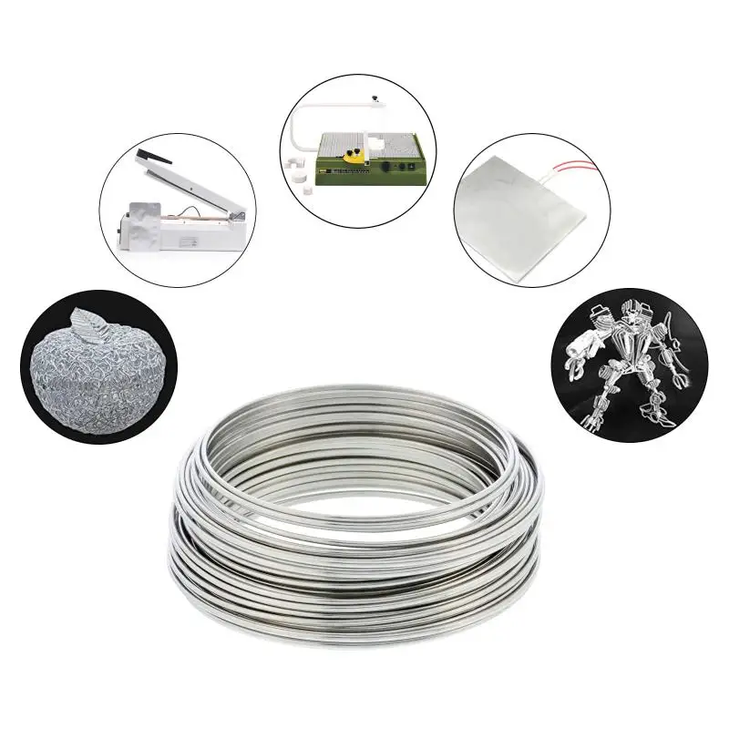 1-3Rolls 0.08mm - 3.0mm High Temp Wire Nichrome Heat Resistant Wire General Purpose Support Wire Craft Wire (Length 1/5/10/50M)