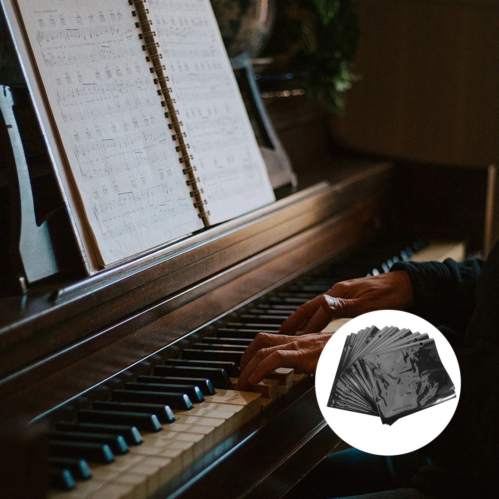 

20Pcs Waterproof Music Sheet Holder Flip Folder PVC Sleeves 2 Hole Design Music Binder for Piano Guitar Violin Practice