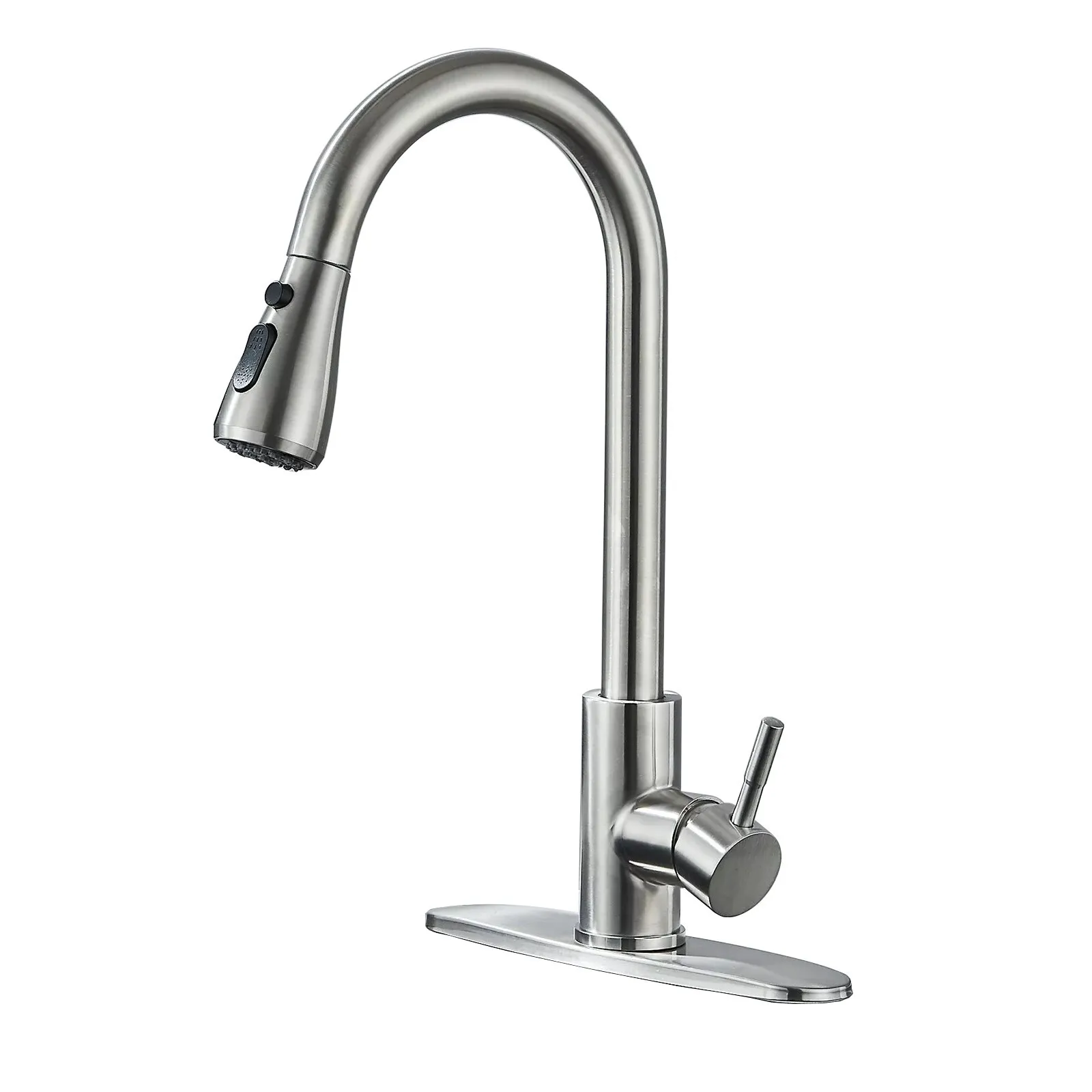 

Brushed Nickel Pull Down Kitchen Faucet Sprayer Single Handle Sink Mixer w/Cover