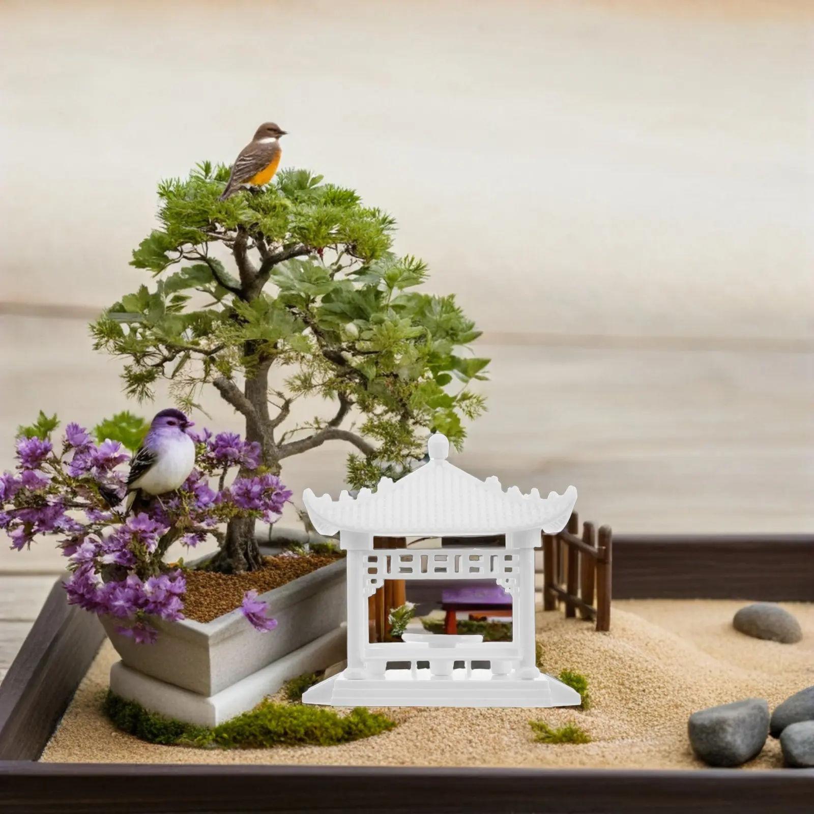 

Mini White Pagoda for Outdoor Sand Table Landscape Zen Garden Decor Miniature Japanese Garden Ornament