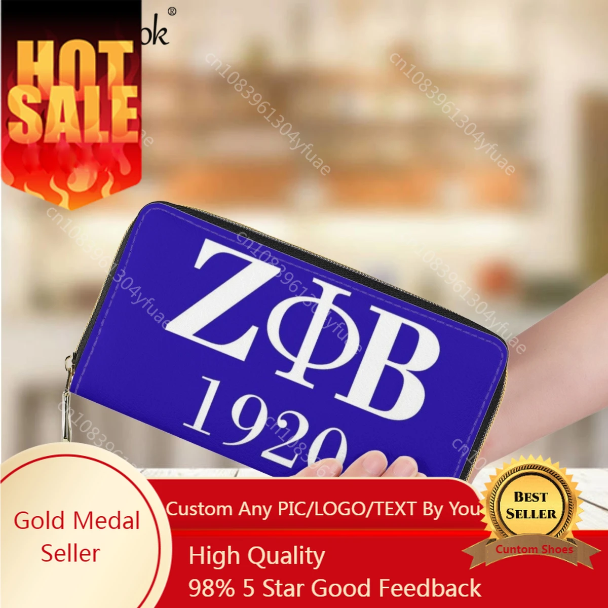 

Jackherelook Zeta Phi Beta Sorority1920 Design Long Leather Wallet for Women Classic Business Credit Card Holder Purse Money Bag