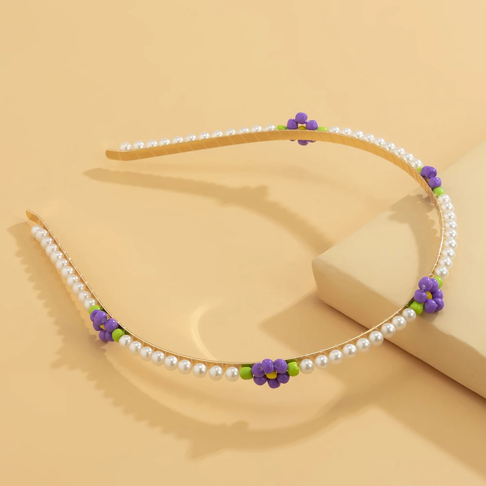 

Pearl Headband Hair Headpiece for Women Wedding Cute Headbands Metal Girls Accessories Violet Miss