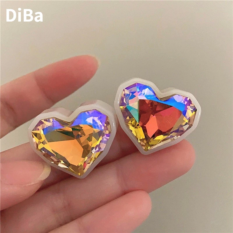 Trendy Jewelry Hot Selling 2024 Trend New Colorful Heart Earrings For Women Girl Sweet Korean Temperament Gift Dropshipping