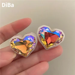 Trendy Jewelry Hot Selling 2024 Trend New Colorful Heart Earrings For Women Girl Sweet Korean Temperament Gift Dropshipping