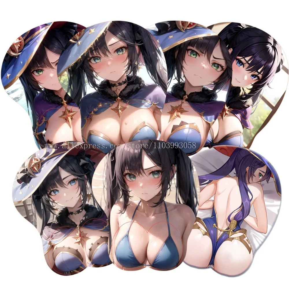 

3D Mouse Pad Genshin Impact Mona Stereo Mousepad Oppai Boob Anime Silicone Wrist Rest BULK Pad Gaming Mouse Mat Customerized