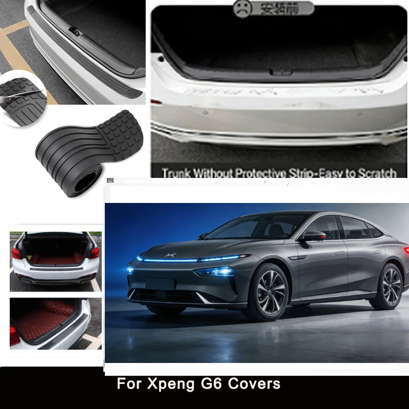

For Xpeng G6 Covers Rear Trunk Guard Plate Sticker Car Rear Bumper Trim Anti-Kicked Scratch Protector Sticker Strip