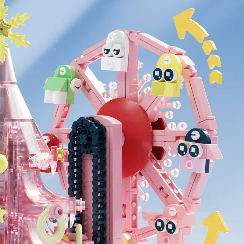 Nette Sky-Ensemble de blocs de construction de la grande roue, lumière LED, décoration de la musique, arbre de Noël, briques de bricolage, jouets pour garçons et filles, cadeau de vacances pour enfants