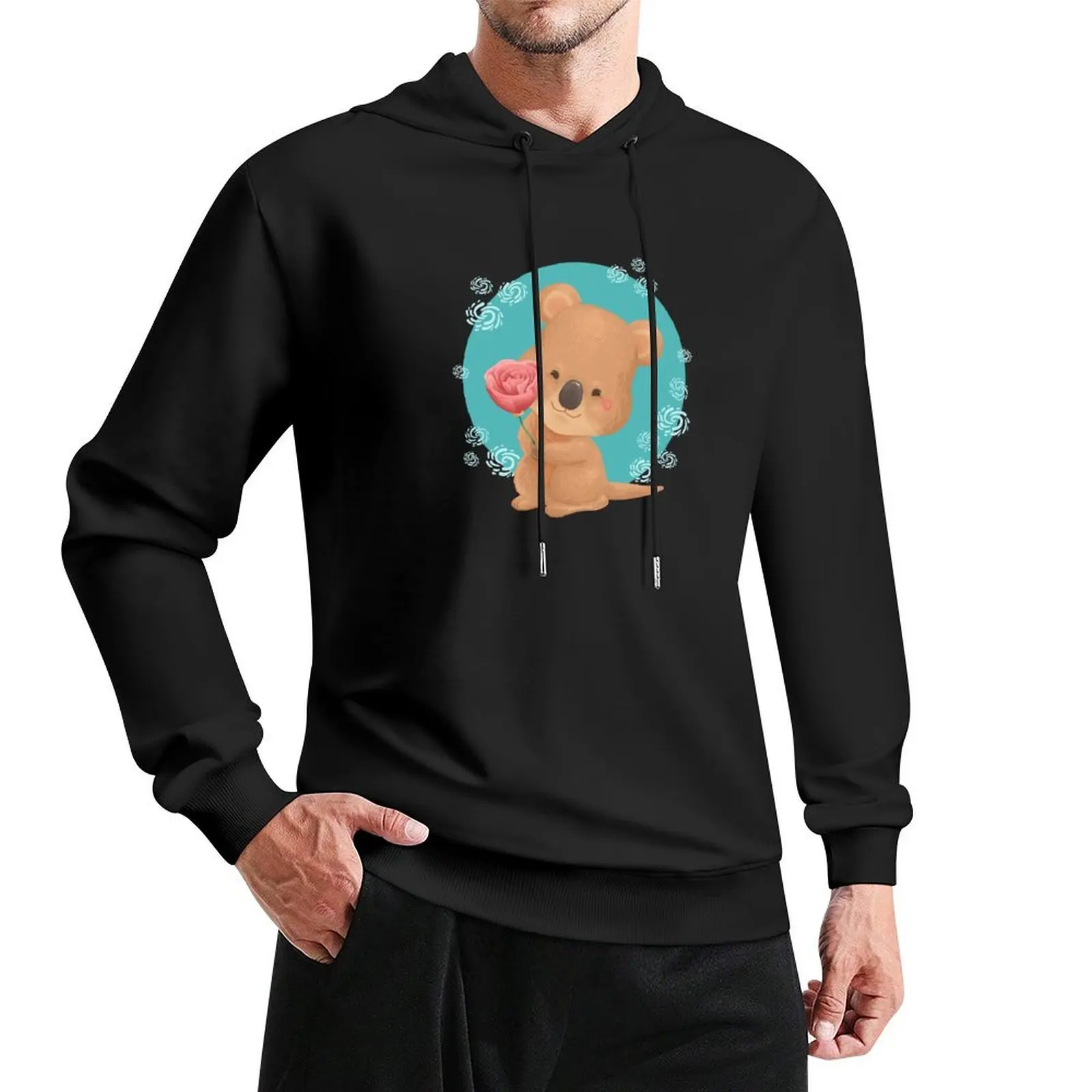 Quokka Holding a Flower Pullover Hoodie clothes for men men's sweat-shirt hoodie men