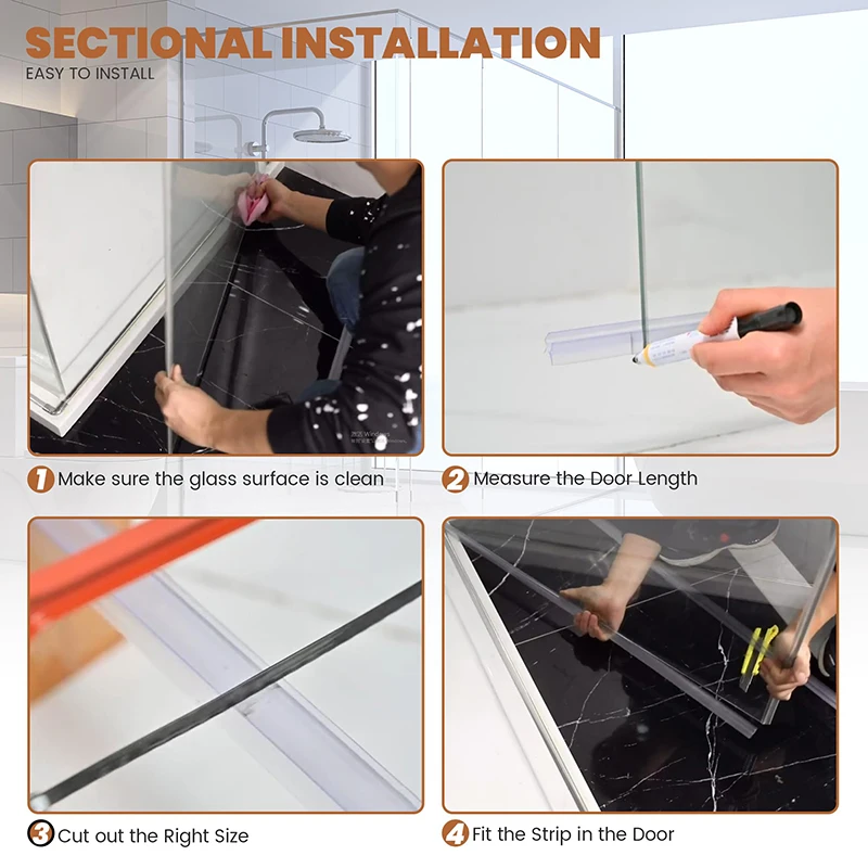 Uszczelka dolna drzwi prysznicowych 4-6mm szczeliny 50cm * 2 szt. Szkło ekranowe bezramowa taśma uszczelniająca drzwi do łazienki Sweep Home Improvement