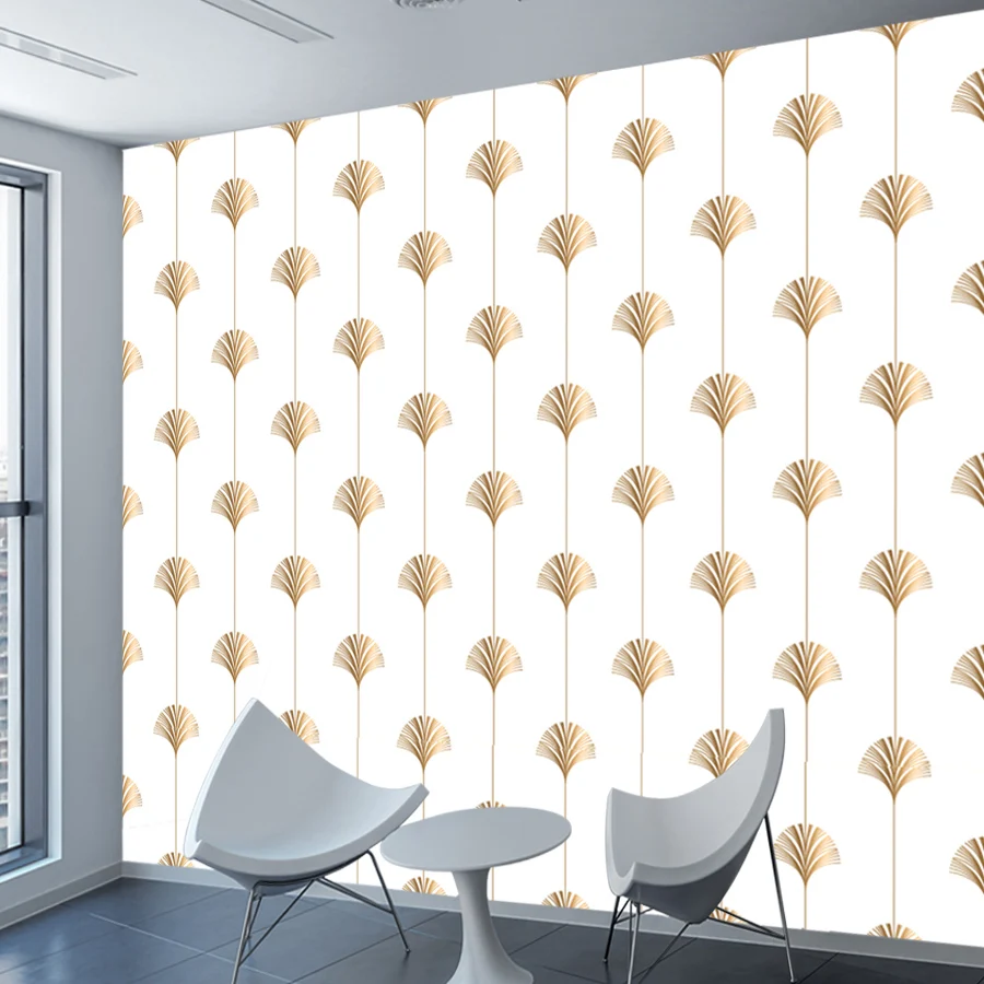 15+ Waterproof Custom Wallpaper for Living Room Geometric White Fan Seamless Wall Art Papers Home Decor Office Sofa Renovationn