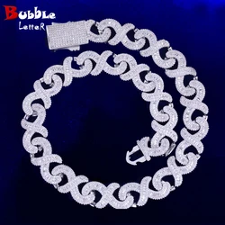 Bubble Letter Spring Clasp Baguette Infinity Chain for Women Necklace Choker Real Gold Plated Hip Hop Jewelry