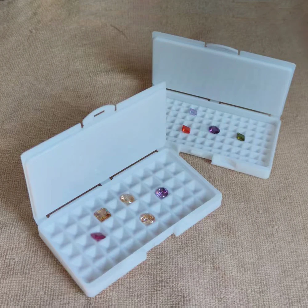 Loose Gemstone Storage Grid Box Gem Jewelry Organizer Stone Packaging Box Lab Grown Moissanite Container Diamond Display Tray