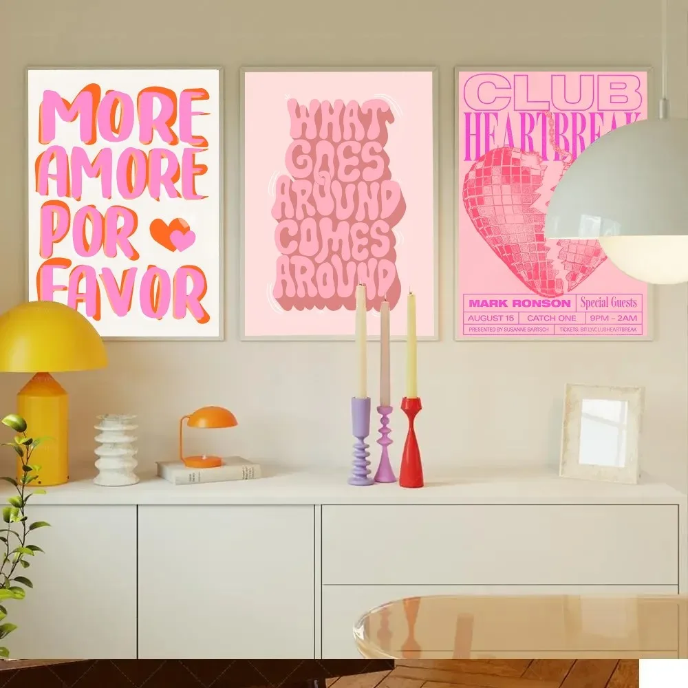 Maximalist More Amor Por Favor Colorful Eclectic Pink Love Quote Poster Stickers Living Room Bedroom Entrance Cafe Room Decor