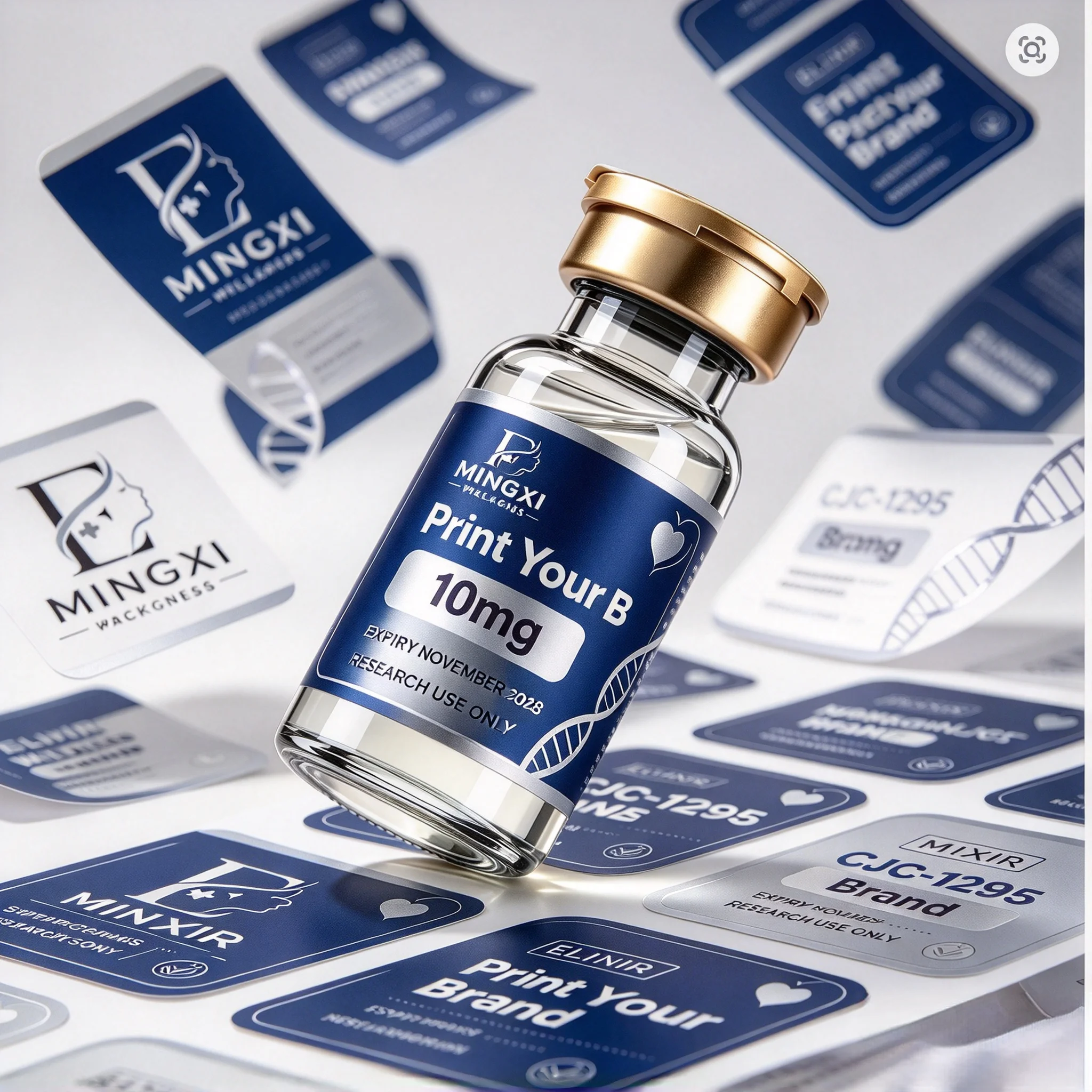 Custom HD Waterproof Vinyl Self-Adhesive Stickers with Matching Boxes, for 3ml 10ml Vials, Free Custom Logo