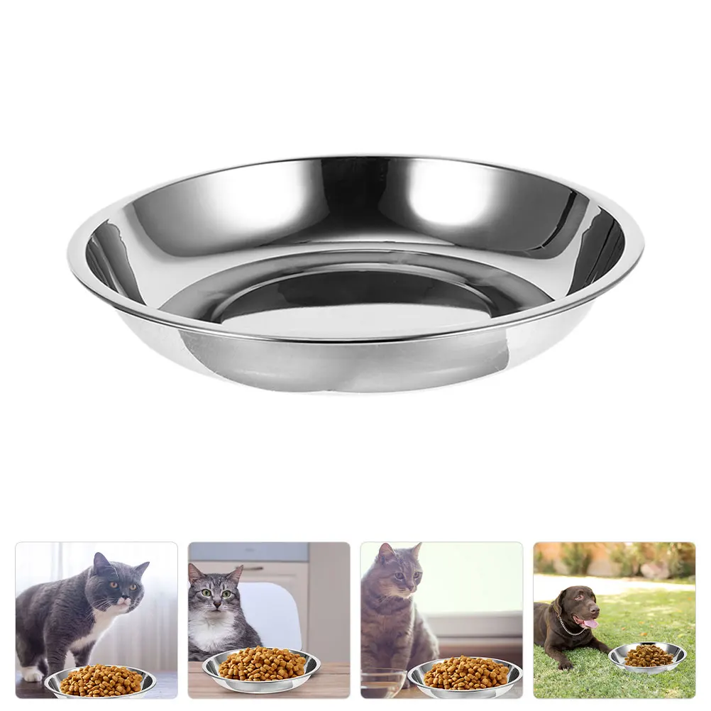 2 Pcs Fatigue Bowl for Kittens Cat Dish Stainless Steel Pet Puppy Feeding Shallow Food