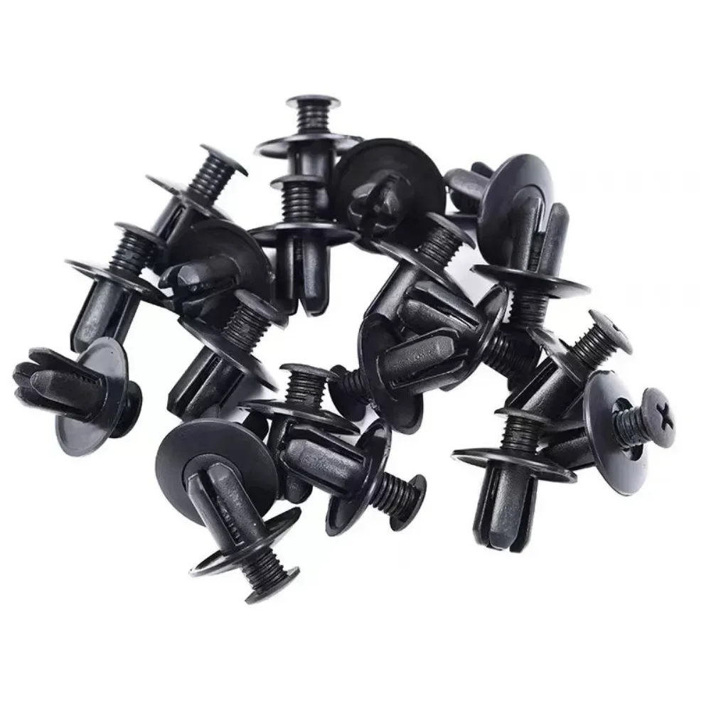 6mm/8mm Plastic Rivets Fasteners Screw Car Bumper Fender Black Rivet Car Fastener Clips for Toyota Focus Kia Nissan Yamaha