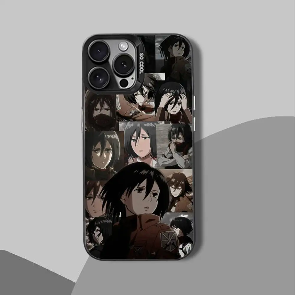 Anime M-Mikasa-ES funda de teléfono genial para iPhone 15,17,12,14,13,16,11,Mini,Max,Air,Plus,Pro,E funda protectora negra