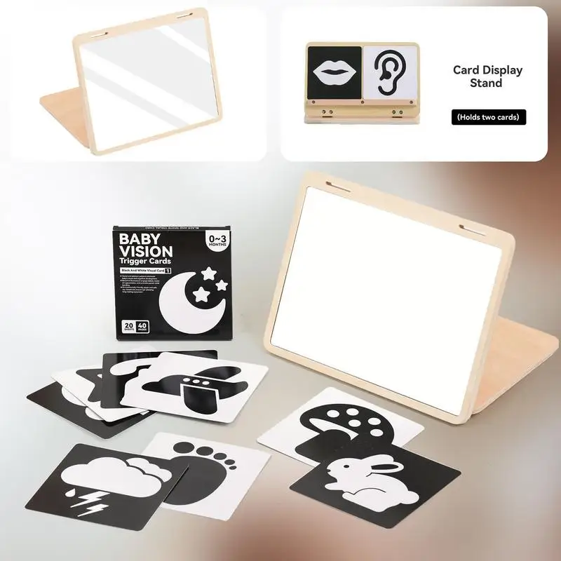 

Double-Sided Montessori Toys with Cards Display Stand Portable Developmental Play set Accessories Preschool Educational Activity