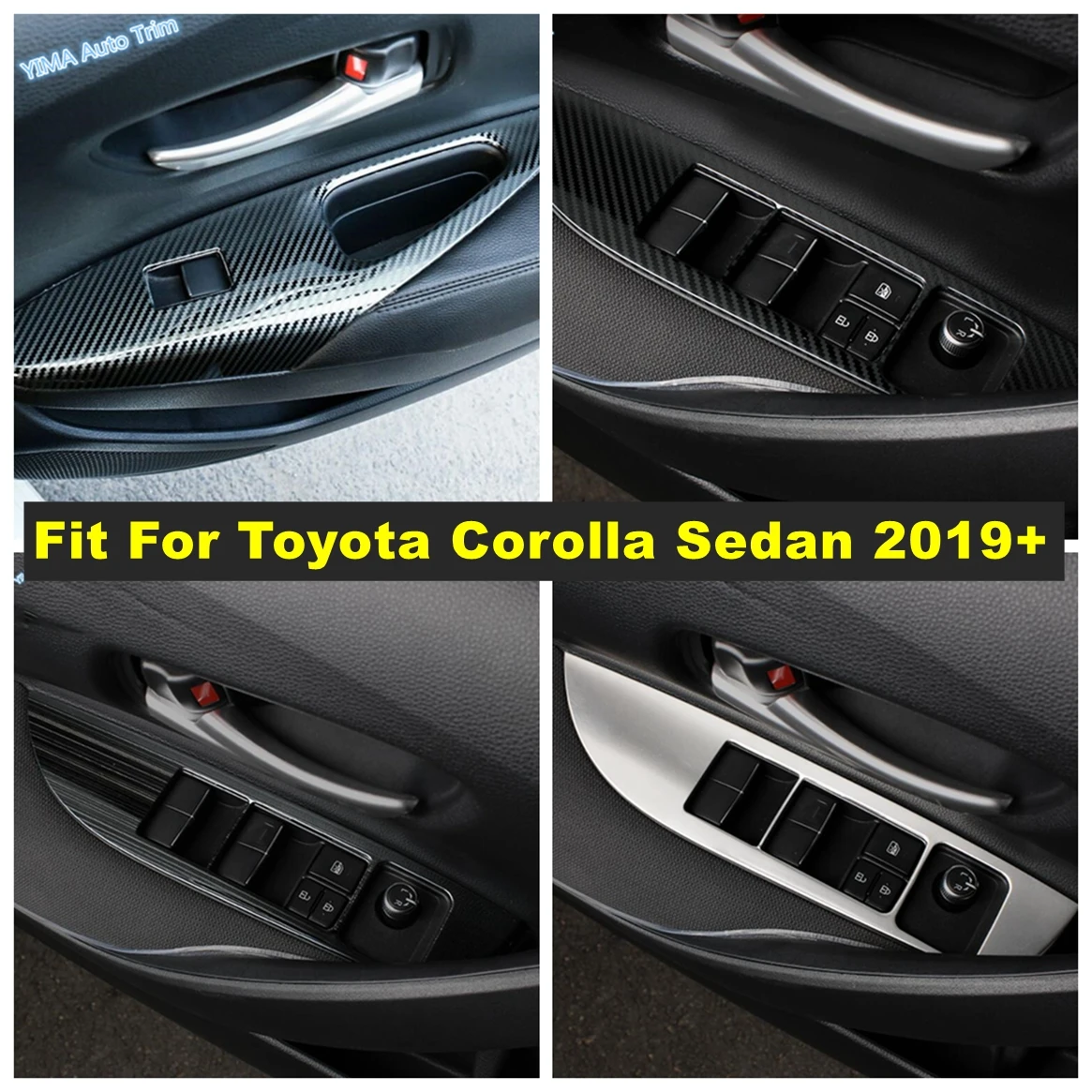 

Auto Window Glass Lift Button Switch Frame Door Armrest Panel Decor Accessories Cover Trim For Toyota Corolla Sedan 2019 - 2024