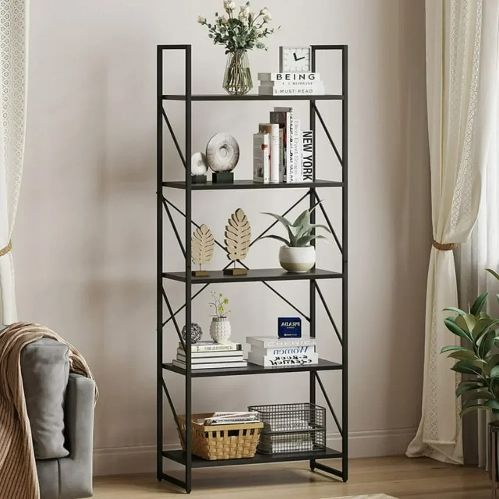 

Shelf Industrial Furniture for Bedroom Living Room Office Bookshelf 5-Tier Bookcase Storage Shelves Librero Free Shipping Home