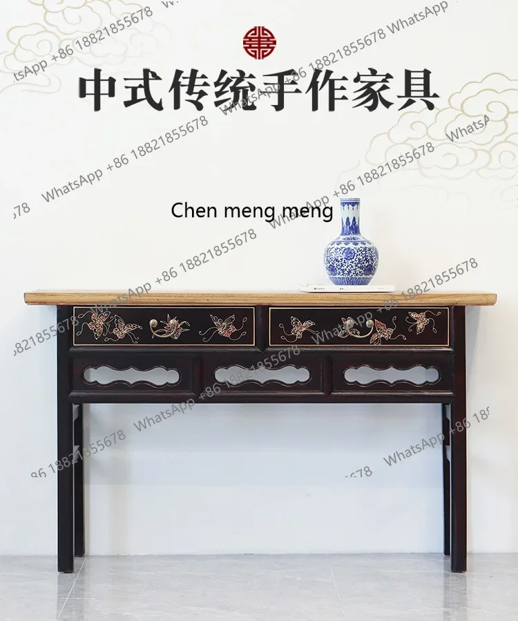 New Chinese-style foyer, strip case carving, hand-painted storage porch, warped head table, classical end-view cabinet