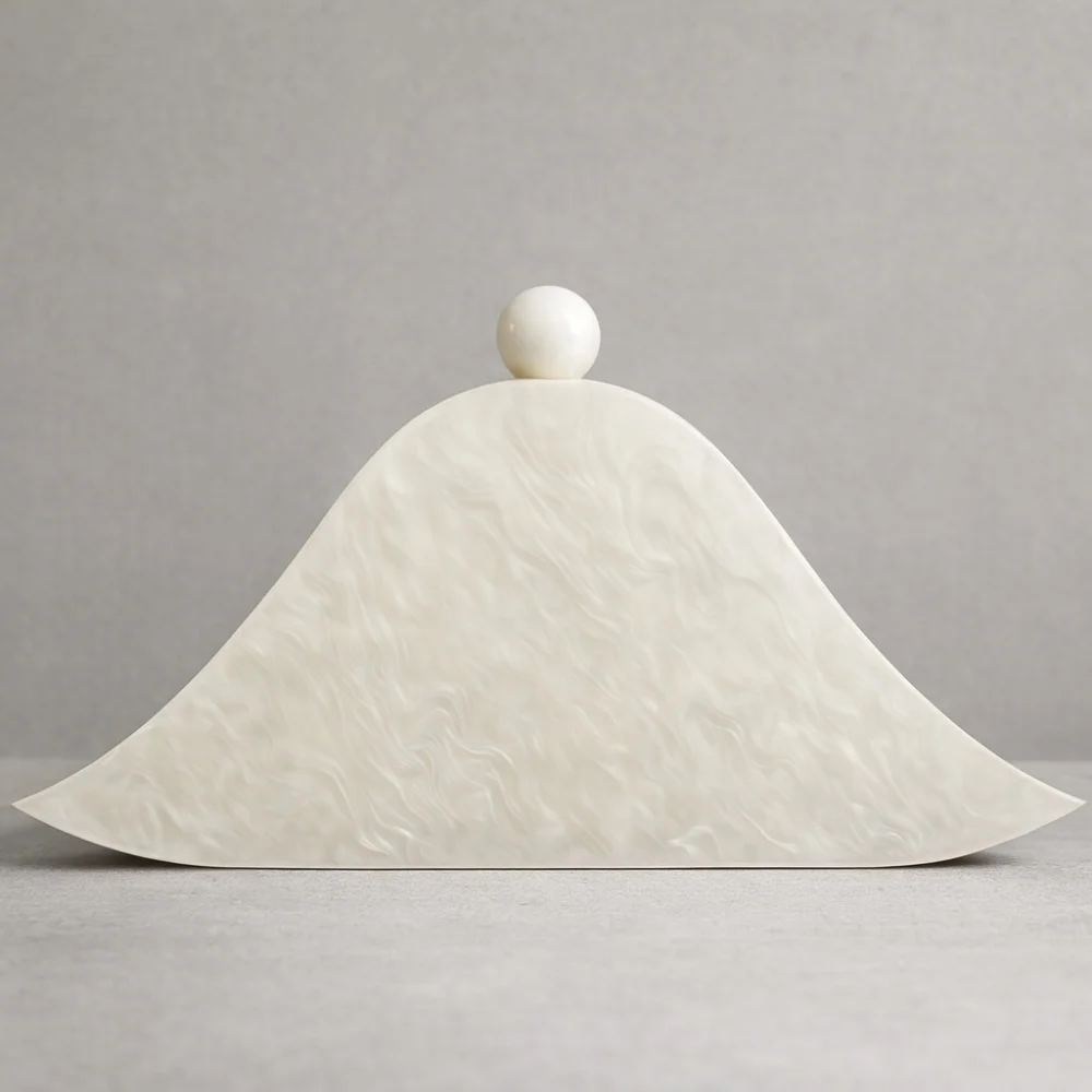 

Women Retro Acrylic Evening Bag Trendy Amber Triangle Shape Banquet Bag Party Purse Clutch Mobile Phone Bag