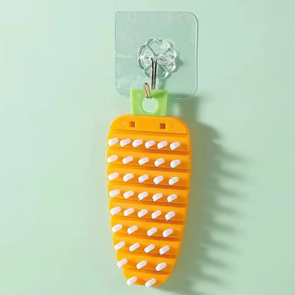 Bristle Scrubber Flexible Bristled Carrot-shaped Brush for Vegetables Fruits Non-scratch Scrubber for Stain Removal