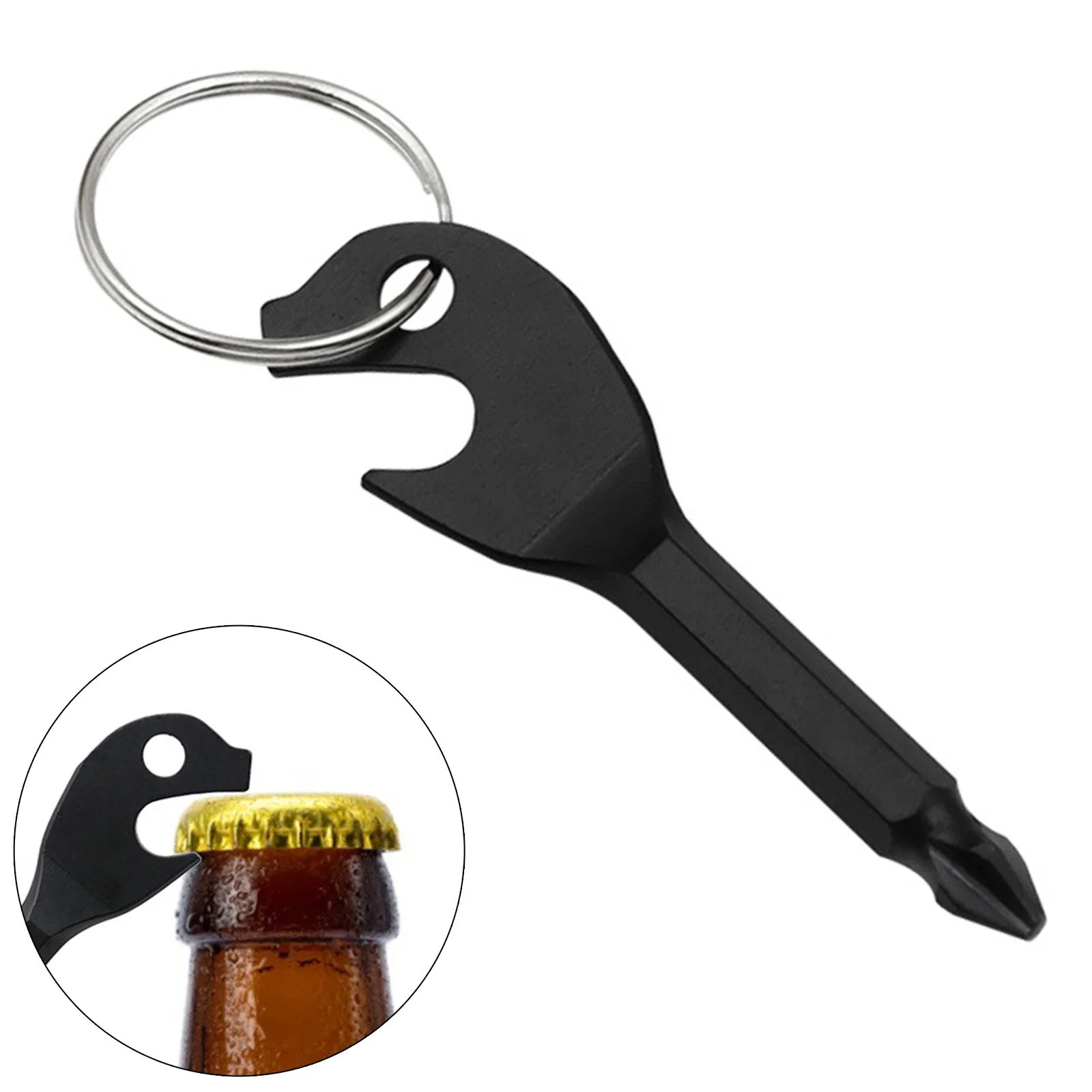 Unique Key Shape Multifunction Screwdriver Incorporated with Bottle Opener & Keychain Reliable Pocket Repair Tool